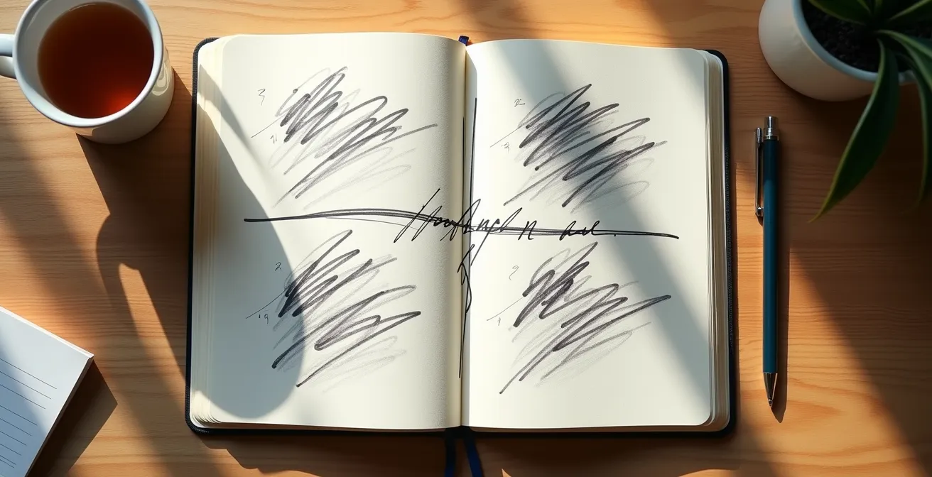 Four-quadrant journal layout for anxiety brain dump technique