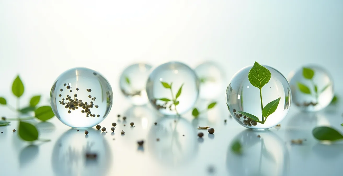 Abstract representation of secure data flow with natural elements