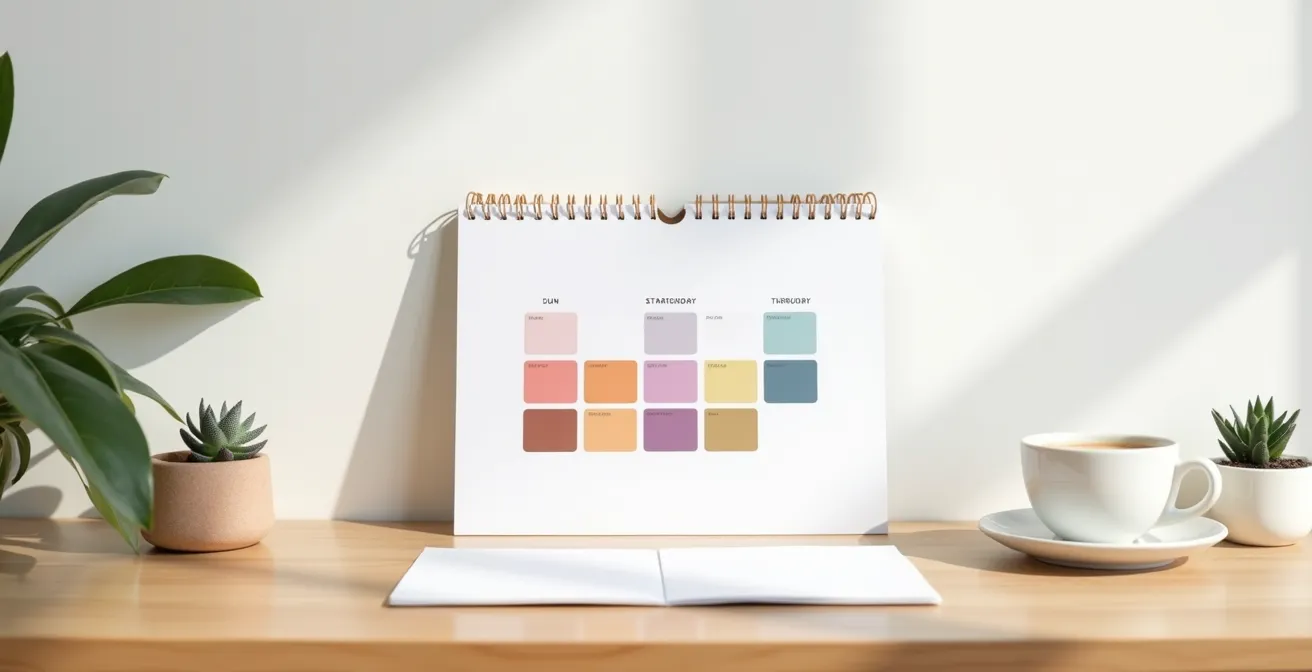 Calendar with colored markers showing strategic subscription timing