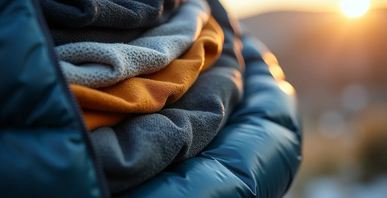 Cross-section view of proper layering system for cold altitude