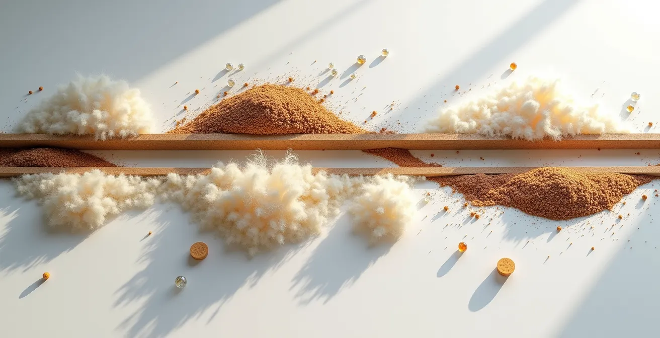 Cross-section view of wall assembly showing moisture movement patterns